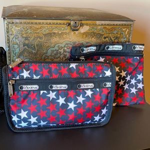 2 pc Lesportsac Macy’s stars print toiletries bags